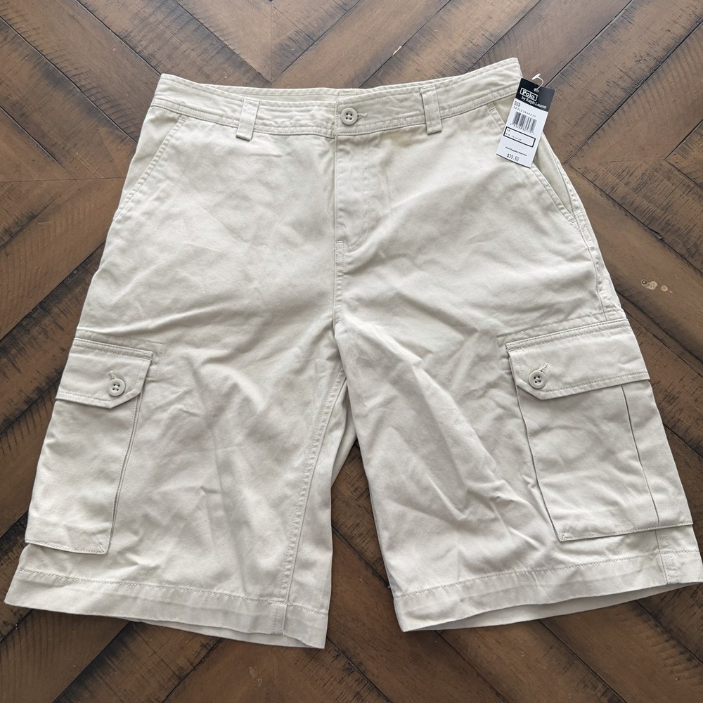 NEW POLO RALPH LAUREN Size 18 Boy's Shorts Cargo Pocket Khaki Long Length